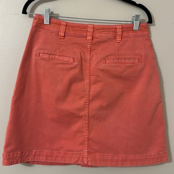 Pilcro Anthropologie Button Down Chino Coral Skirt Size 6 Preppy Autumn Classic - Picture 6 of 8